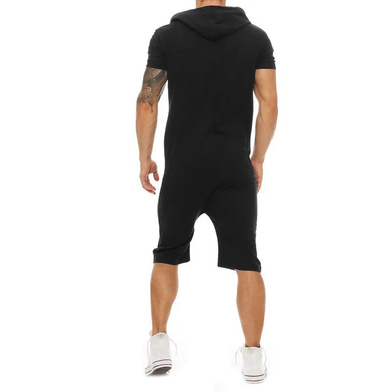 Casual Mens Tracksuit Jumpsuit Men Overalls Short Sleeve Sportwear