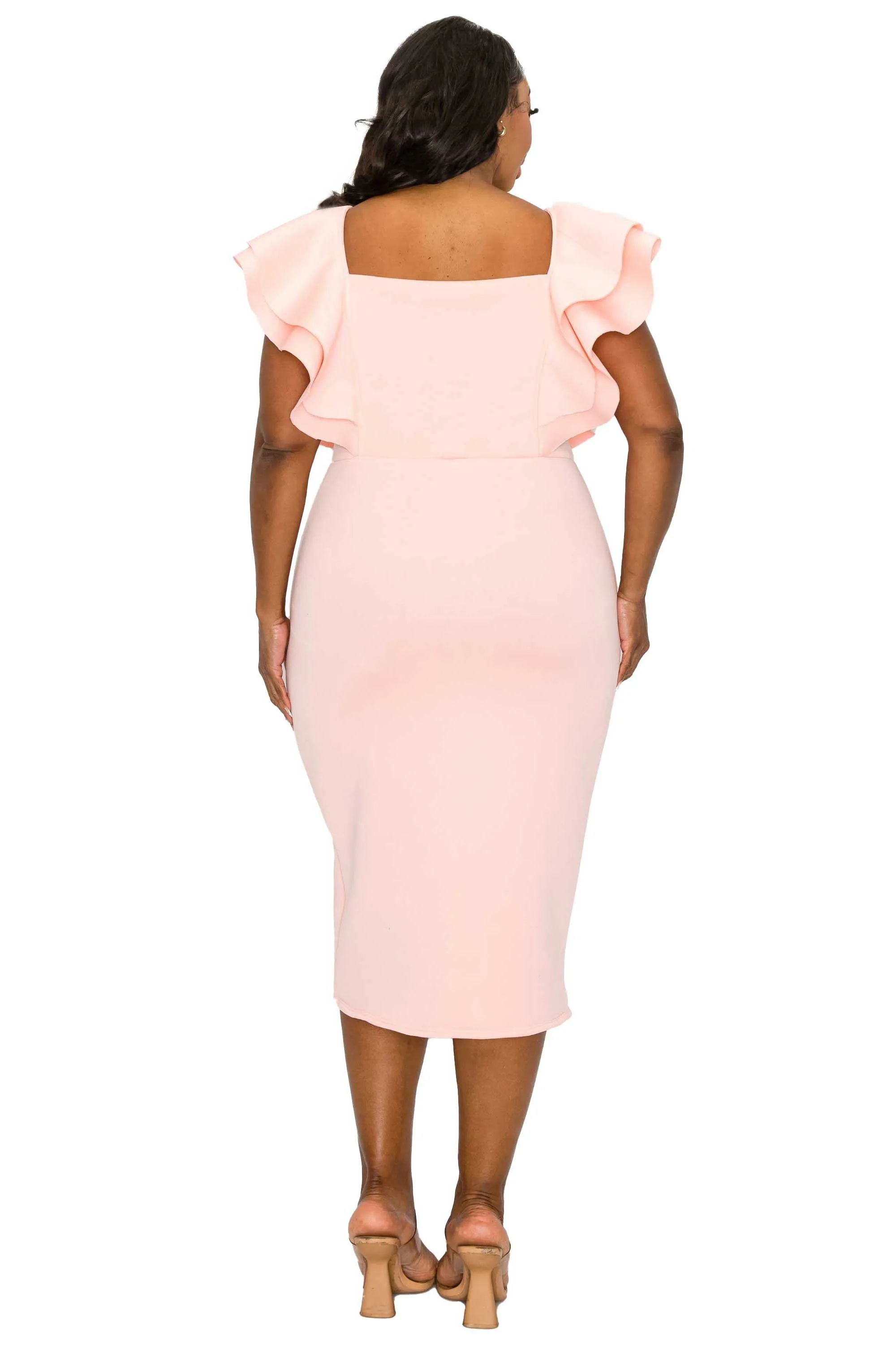 Charlie Flutter Sleeve Neoprene Dress