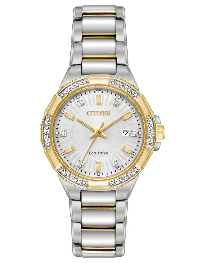 Citizen Womens Eco-Drive Riva Watch - Diamonds - Two-Tone - Bracelet - Date