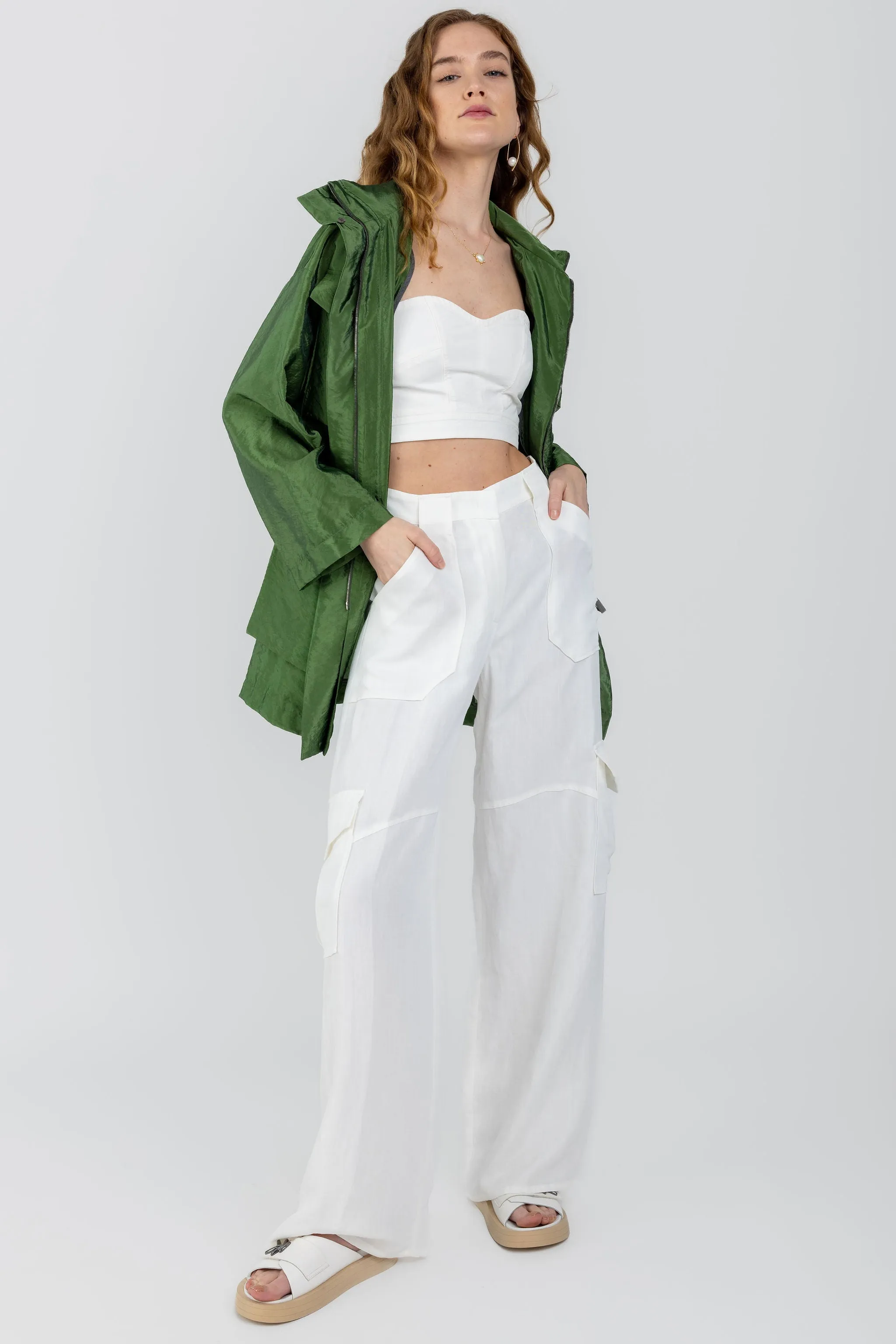 Cool Wool Cargo Trouser Pant in Raffia