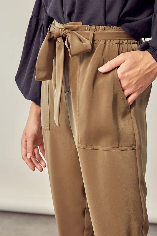 COUNTRY CLUB DAYS SATIN PANTS WITH BELT