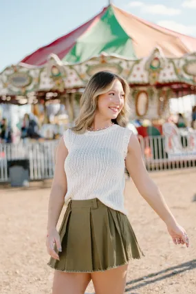 Cream Sleeveless Knit Top