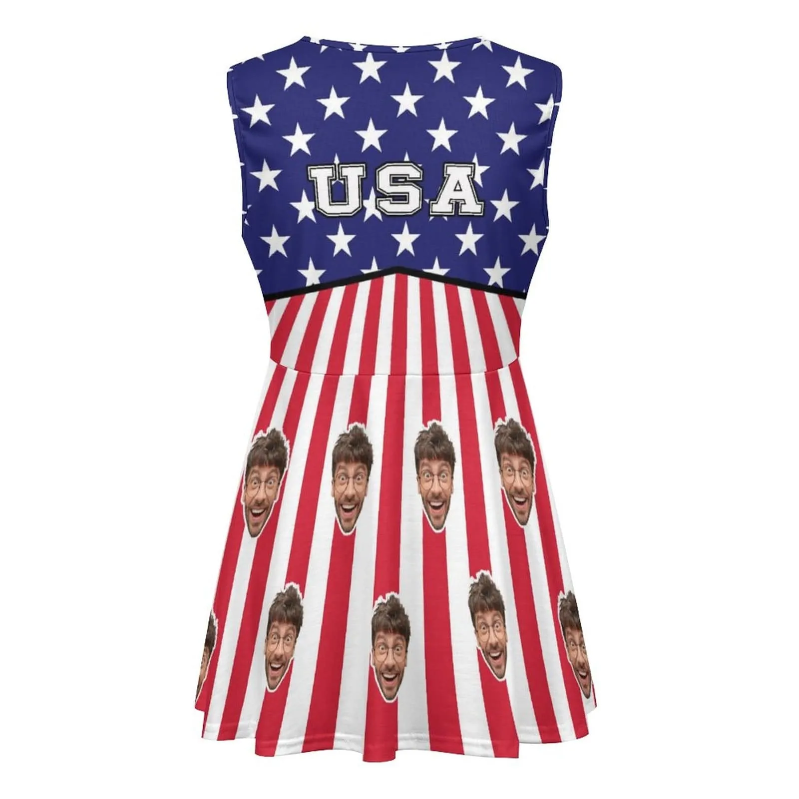 Custom Face USA Cheerleader Costume Cheerleading Uniform Outfit