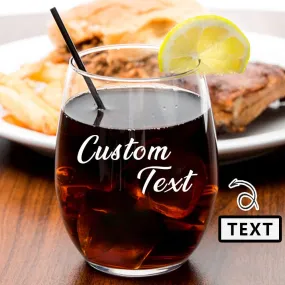 Custom Text Stemless Wine Glass Personalized Father's Day Gift Beer Whiskey Glass Gift for Dad 11/15/17 OZ