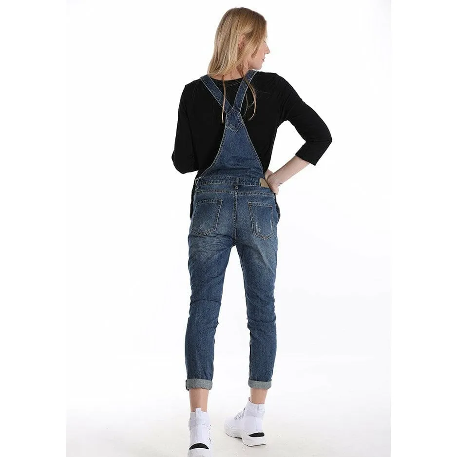 Damen Hose Latz Baumwolle Denim