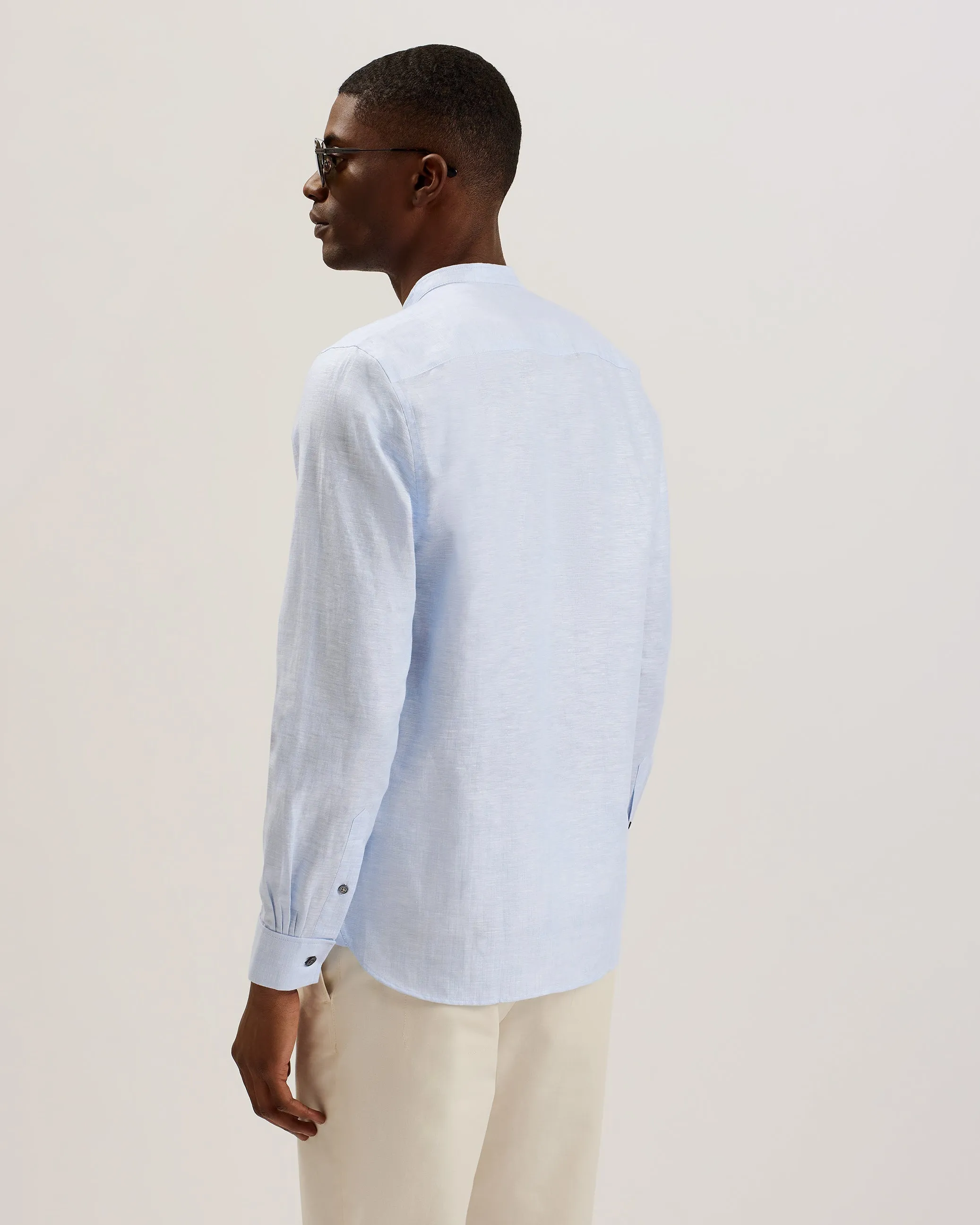 Dario Ls Bibbed Shirt Sky-Blue