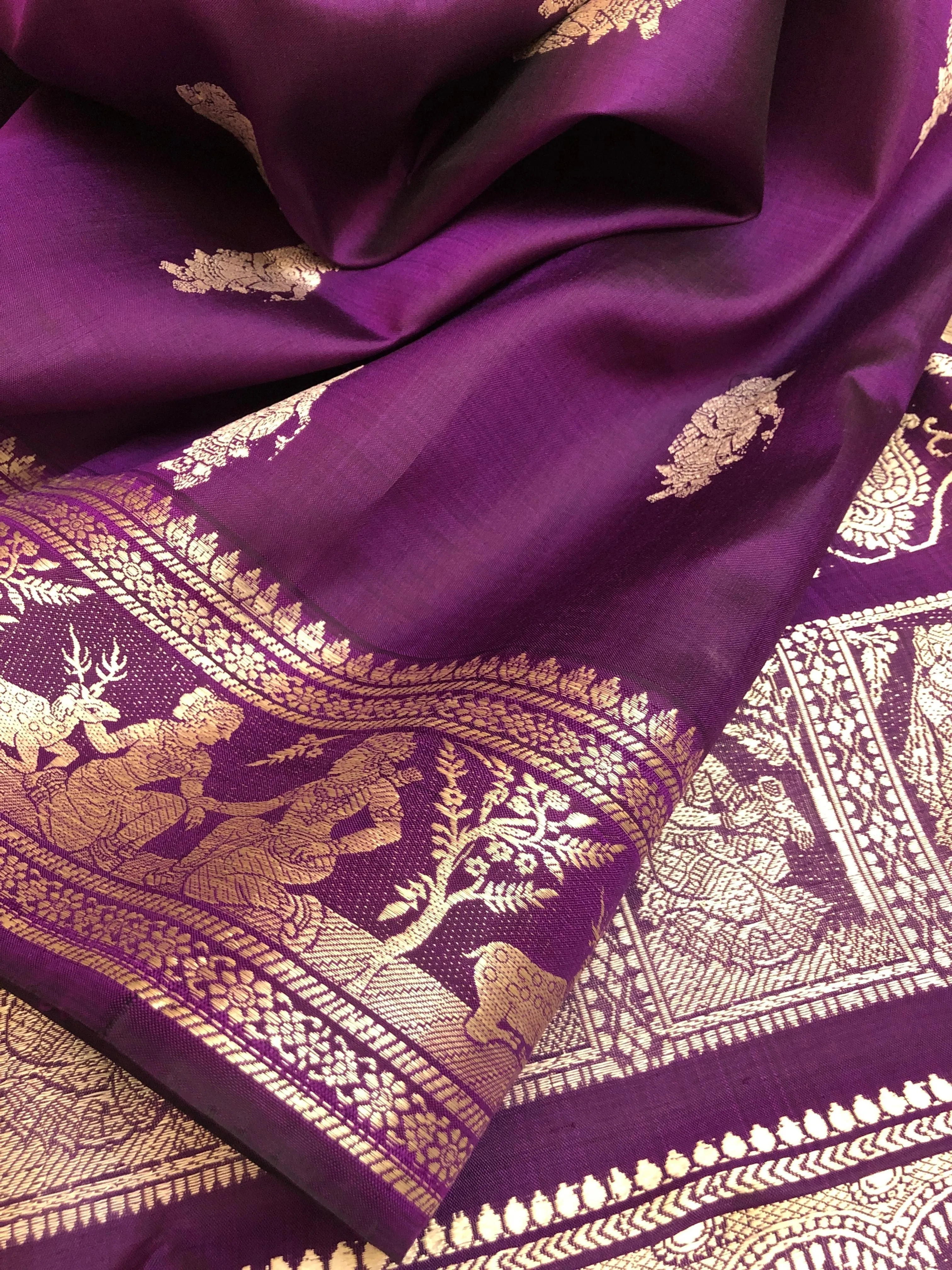 Dark Violet Color Pure Baluchari Silk Saree