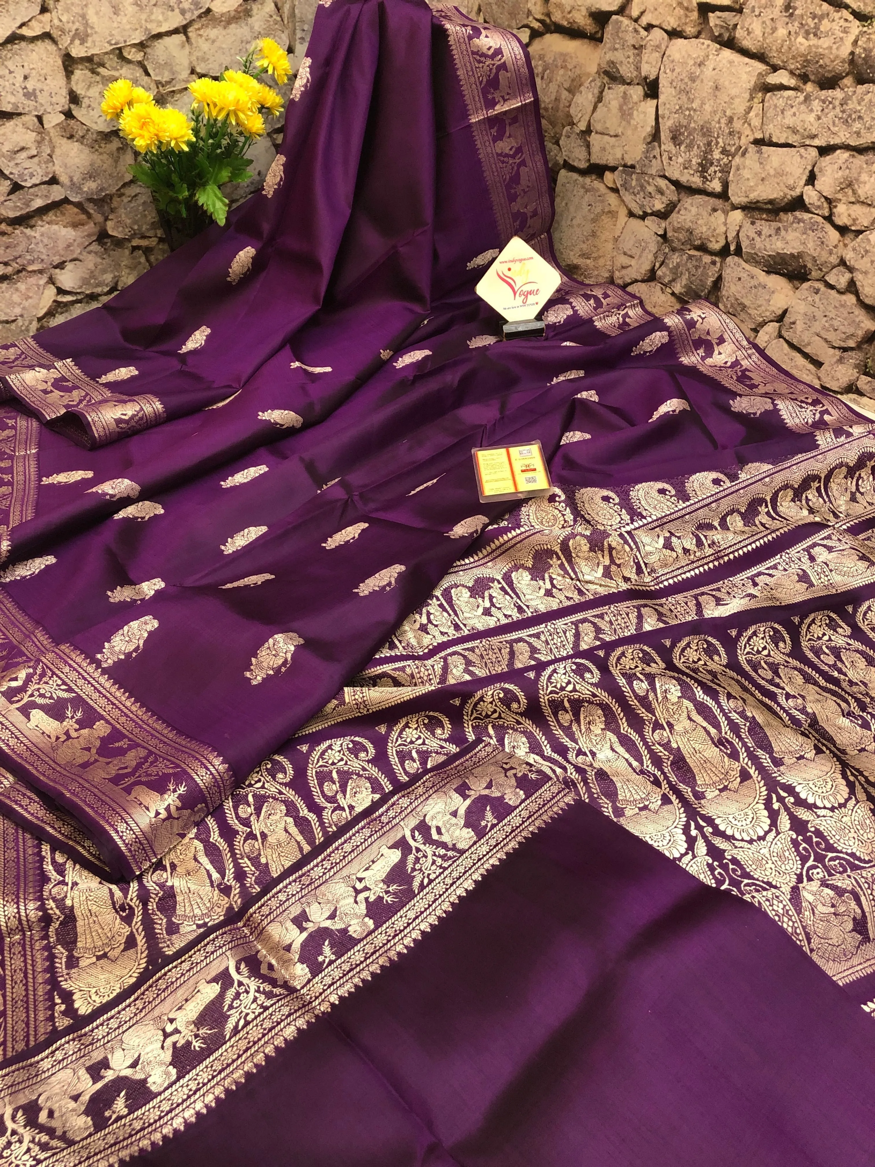 Dark Violet Color Pure Baluchari Silk Saree