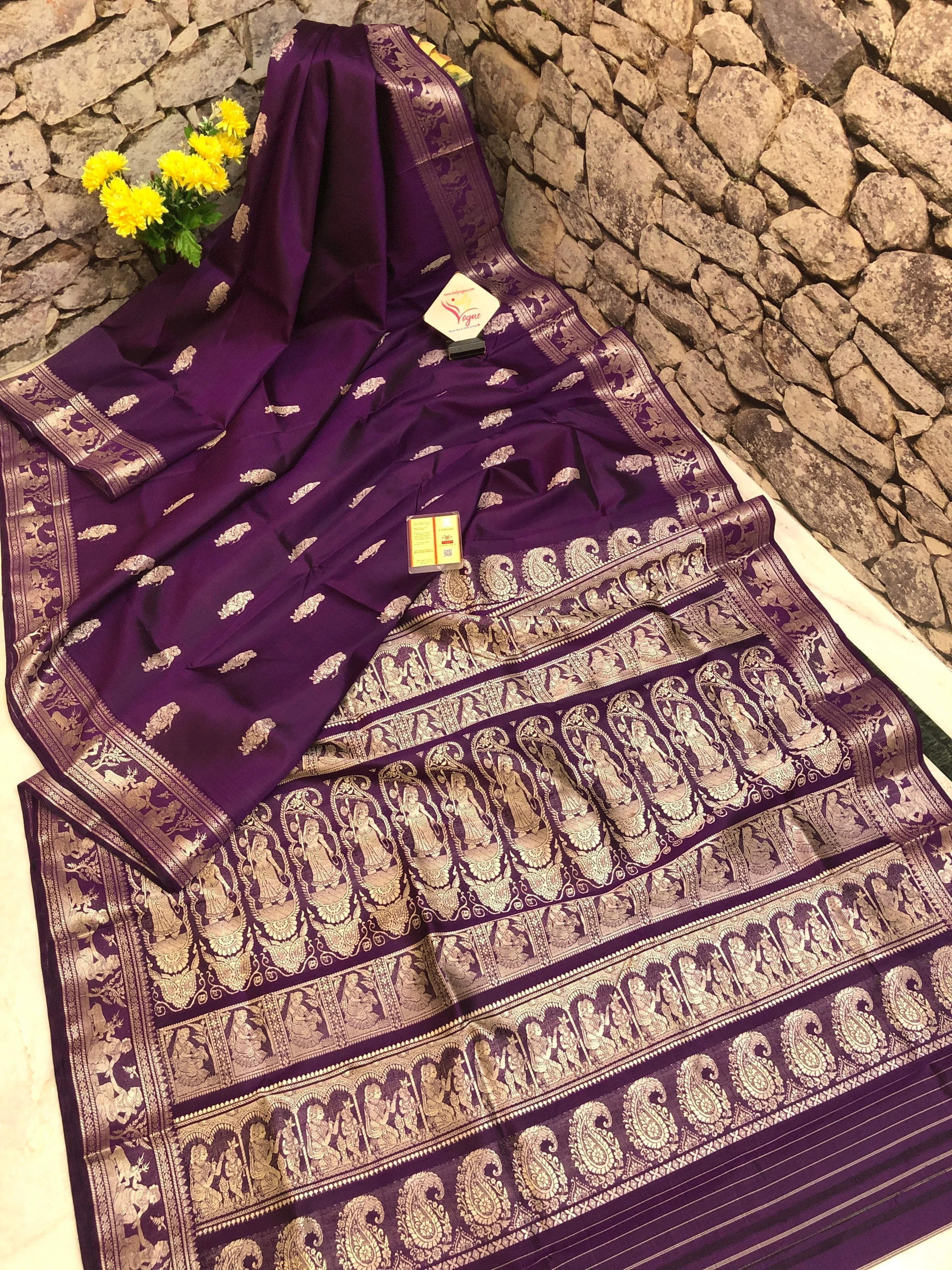 Dark Violet Color Pure Baluchari Silk Saree