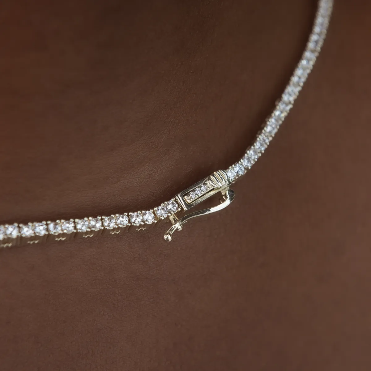 Diamond Tennis Necklace in Yellow Gold- 2mm