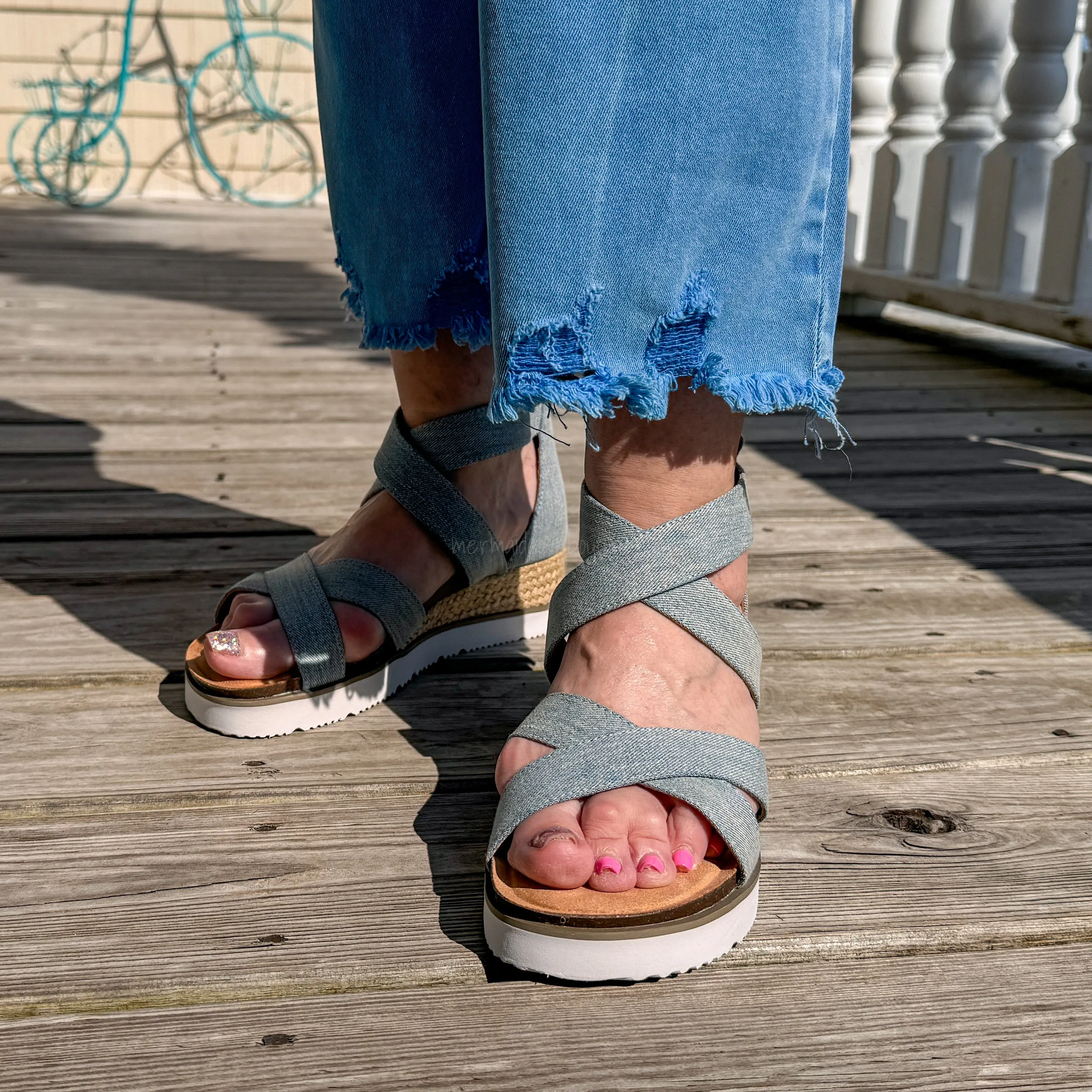 Double Dutch Wedge in Blue Denim