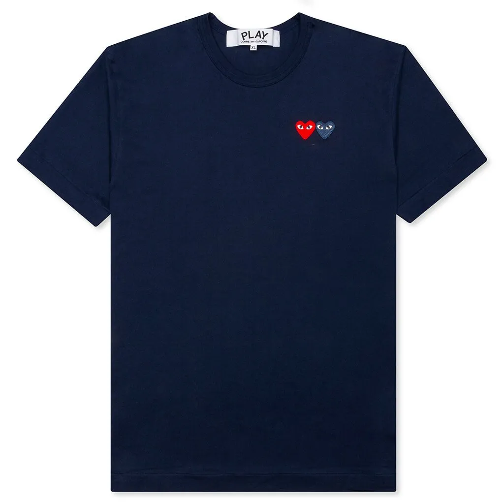 Double Hearts T-Shirt - Navy