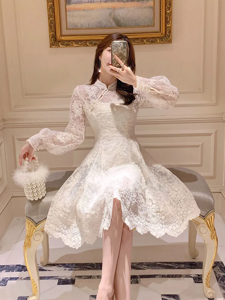 Elegant Fairy Dress Women French Style Designer Party Dress Casual Long Sleeve Vintage Chiffon Dres Women's Clothing Autumn