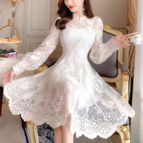 Elegant Fairy Dress Women French Style Designer Party Dress Casual Long Sleeve Vintage Chiffon Dres Women's Clothing Autumn