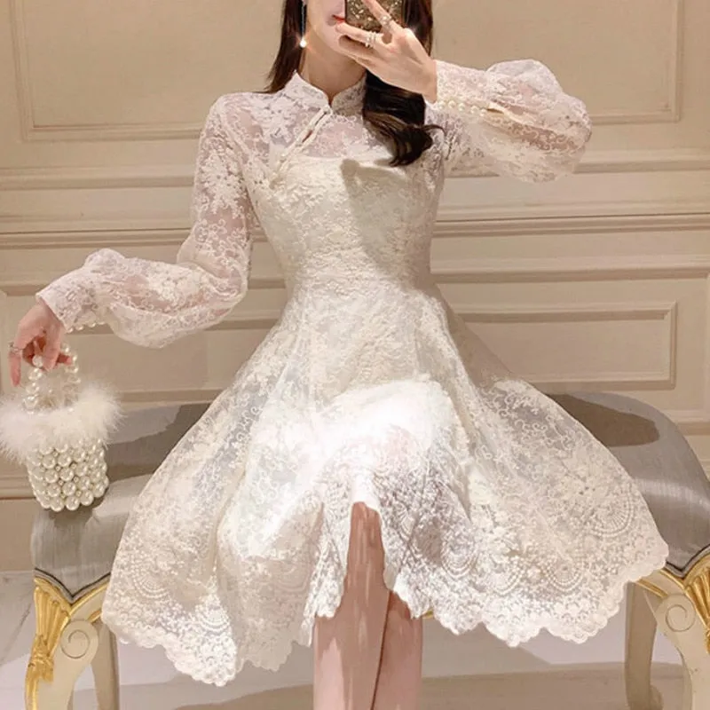 Elegant Fairy Dress Women French Style Designer Party Dress Casual Long Sleeve Vintage Chiffon Dres Women's Clothing Autumn