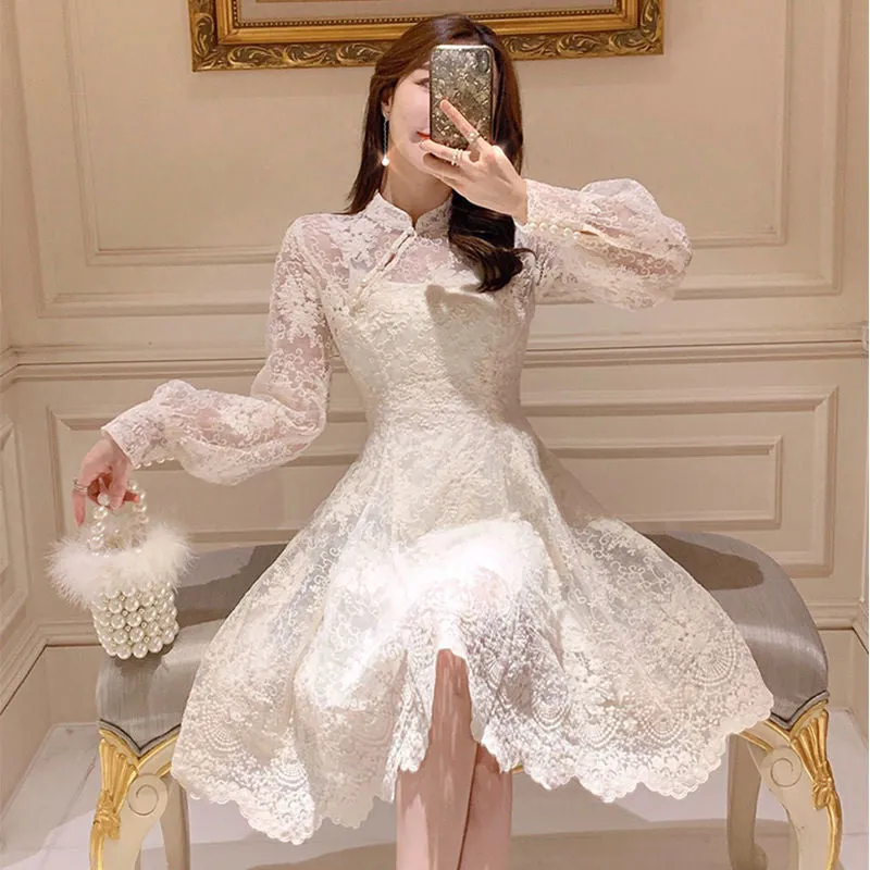 Elegant Fairy Dress Women French Style Designer Party Dress Casual Long Sleeve Vintage Chiffon Dres Women's Clothing Autumn