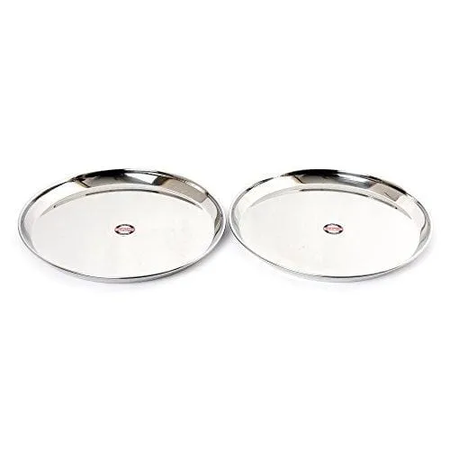 Embassy Kanchan Dinner Plate, Size 11, 24.8 cms (Pack of 2, Stainless Steel)