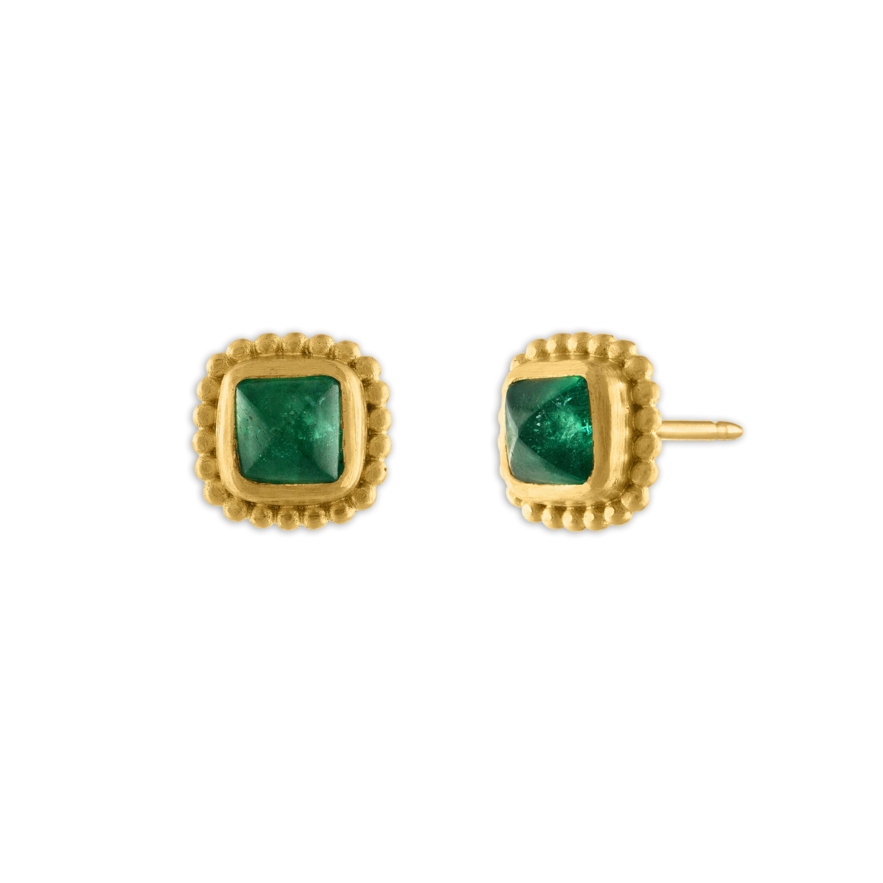 Emerald Granulated Stud Earrings