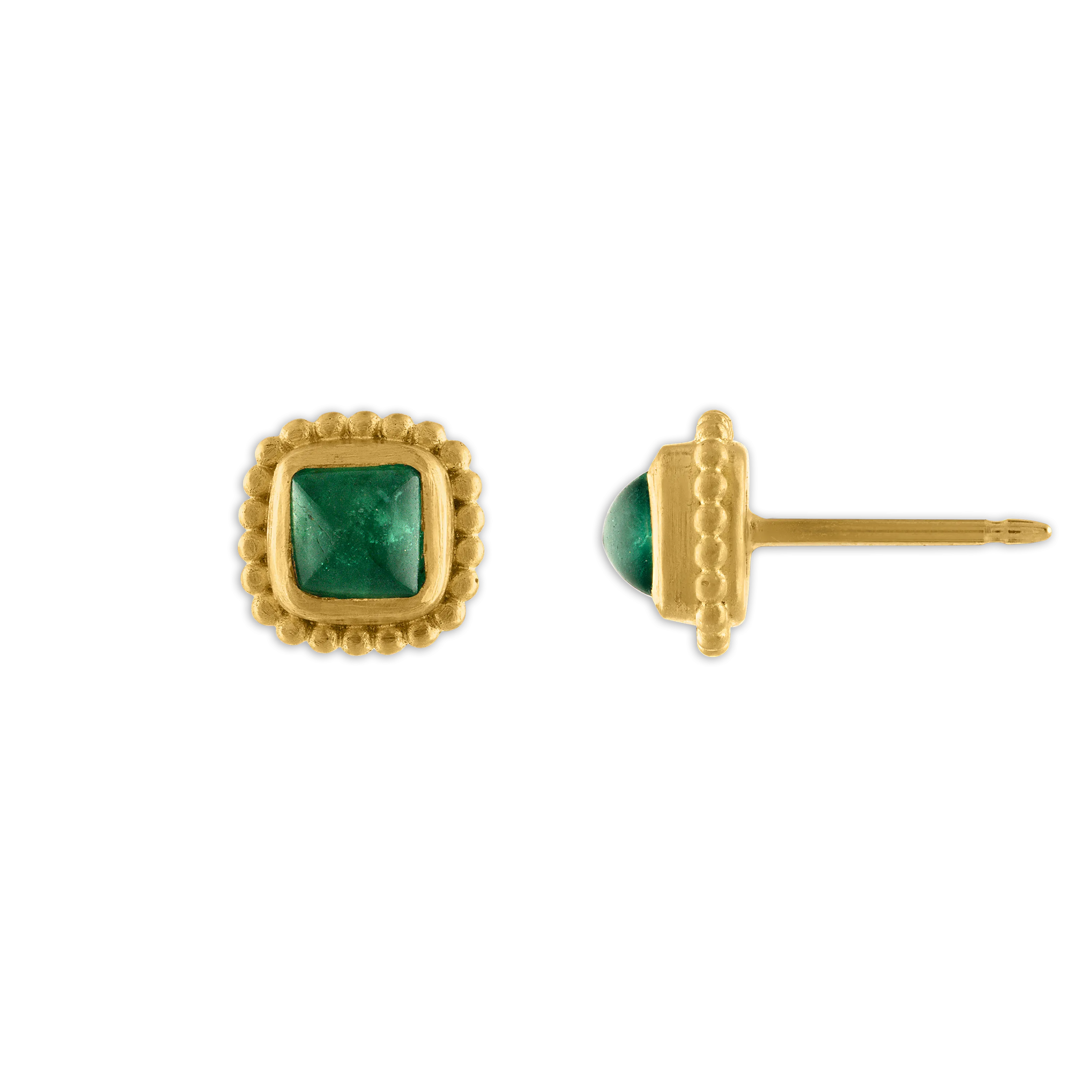 Emerald Granulated Stud Earrings