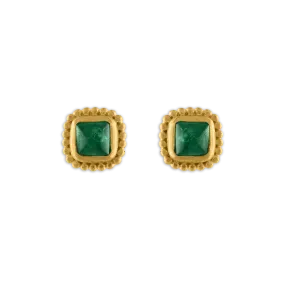 Emerald Granulated Stud Earrings