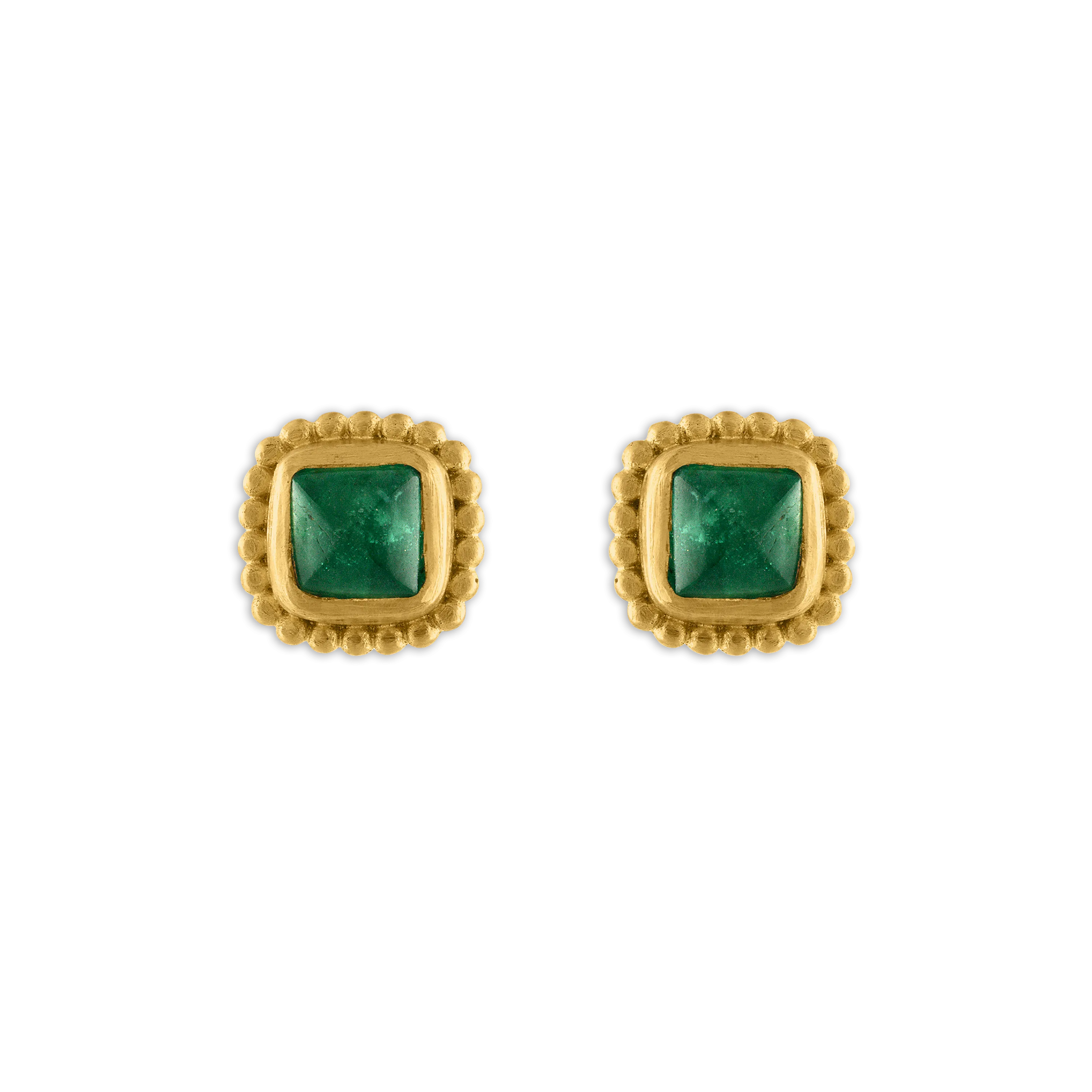 Emerald Granulated Stud Earrings