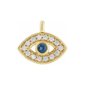 Evil Eye Charm | Blue Sapphire | 14k Yellow Gold