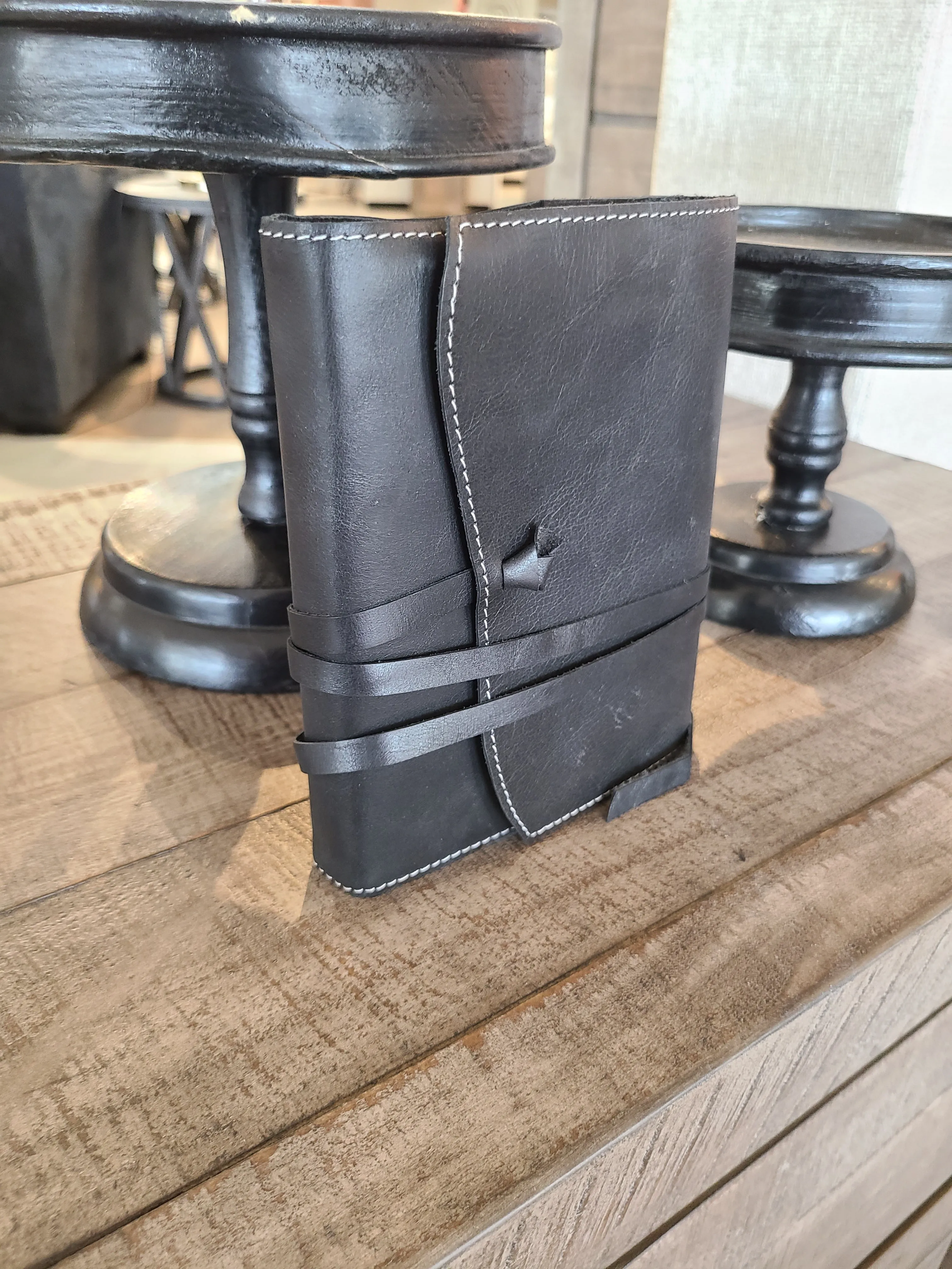 Executive Black Leather Stitched Journal