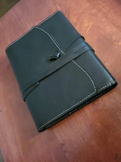 Executive Black Leather Stitched Journal