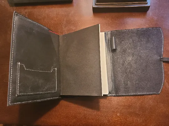 Executive Black Leather Stitched Journal