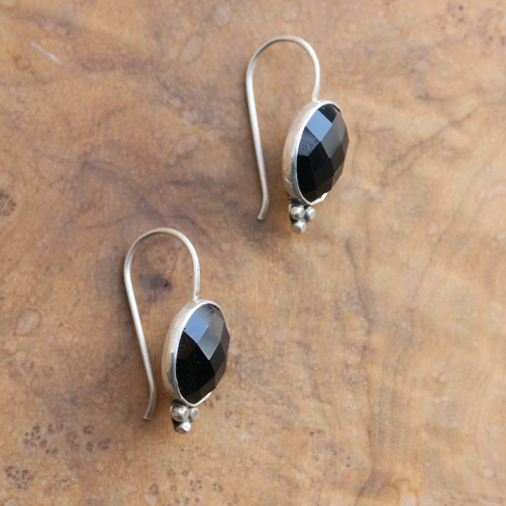 Faceted Black Onyx Piper Earrings - .925 Sterling Silver