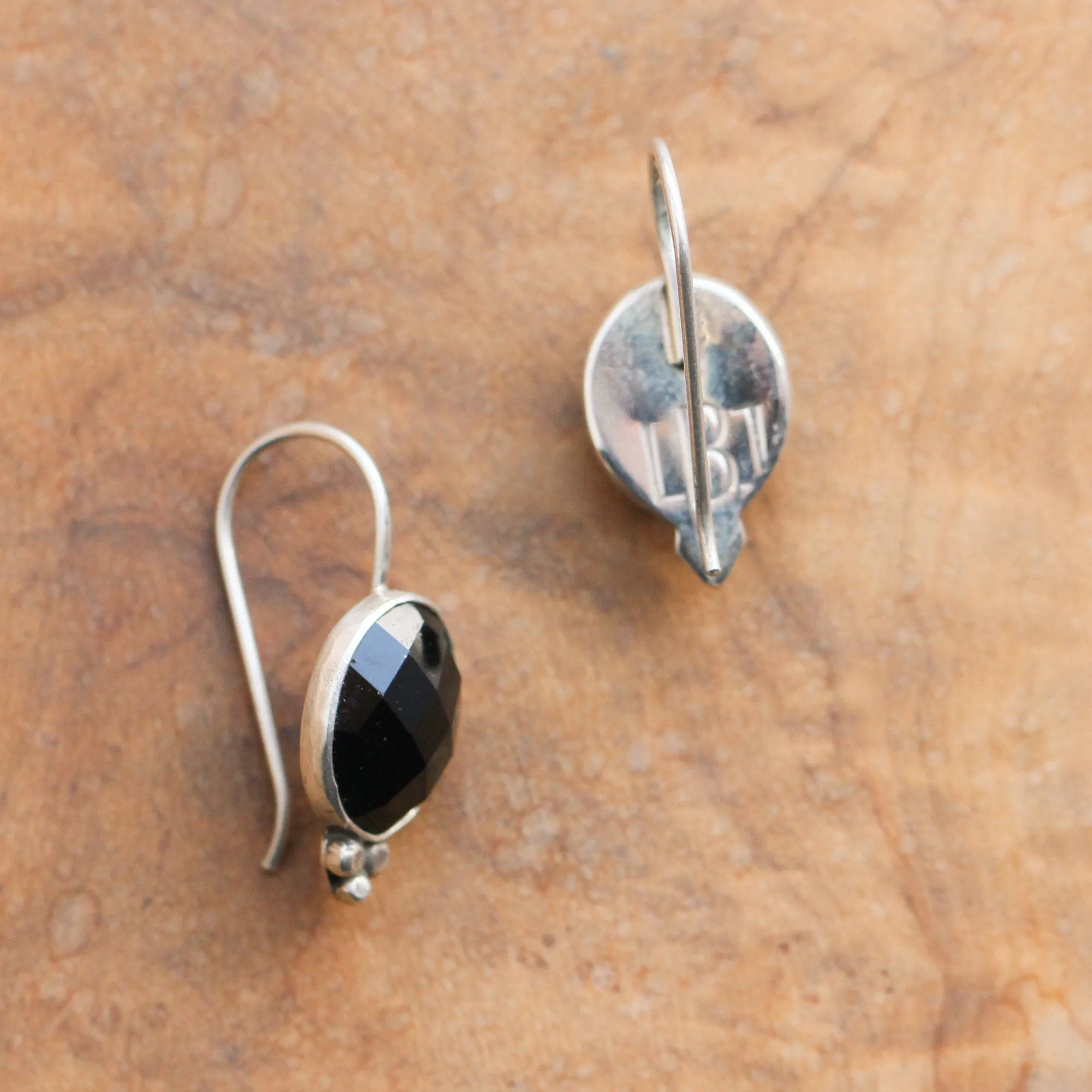 Faceted Black Onyx Piper Earrings - .925 Sterling Silver