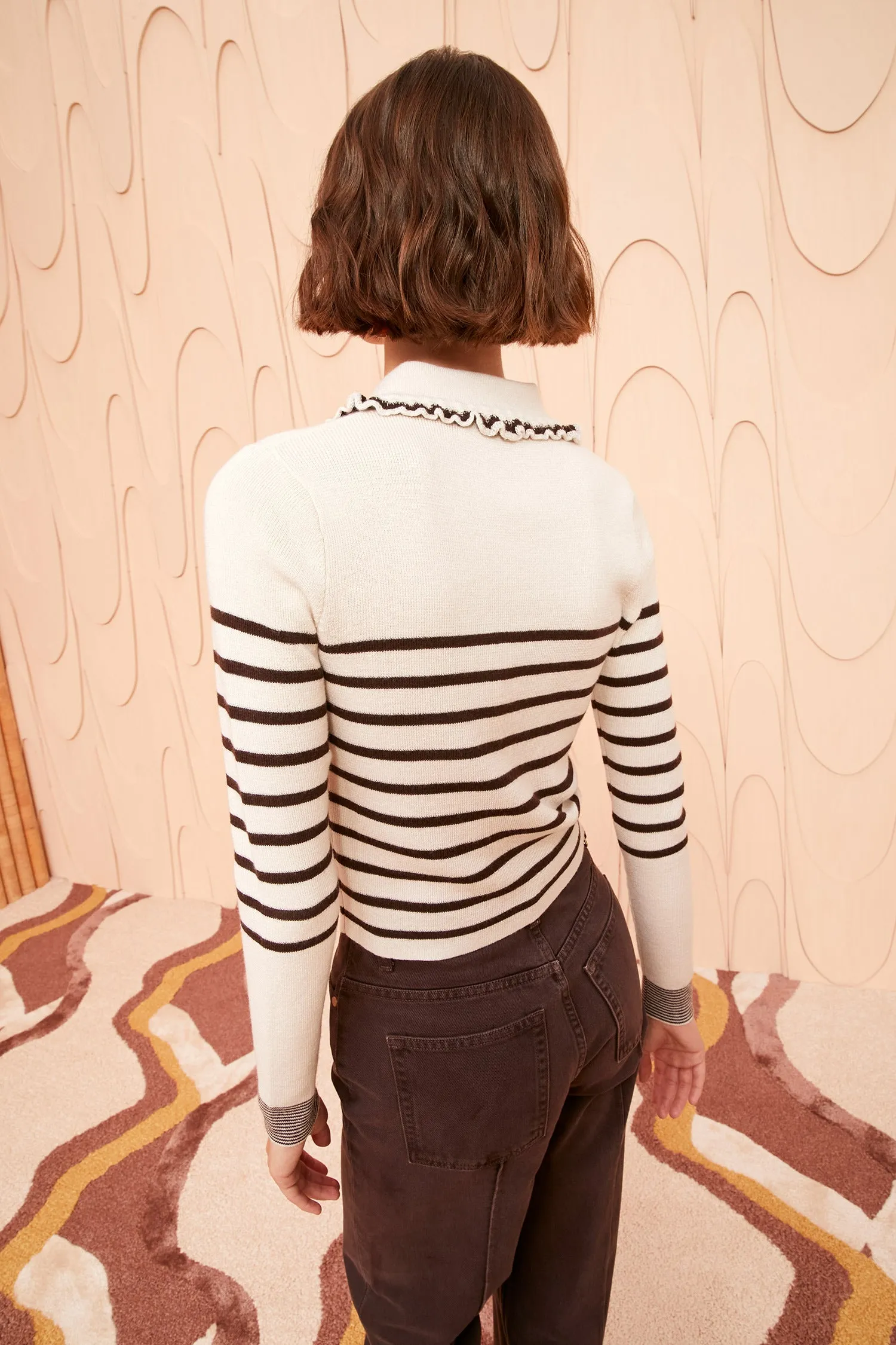 Faustine Cardigan - Espresso Stripe