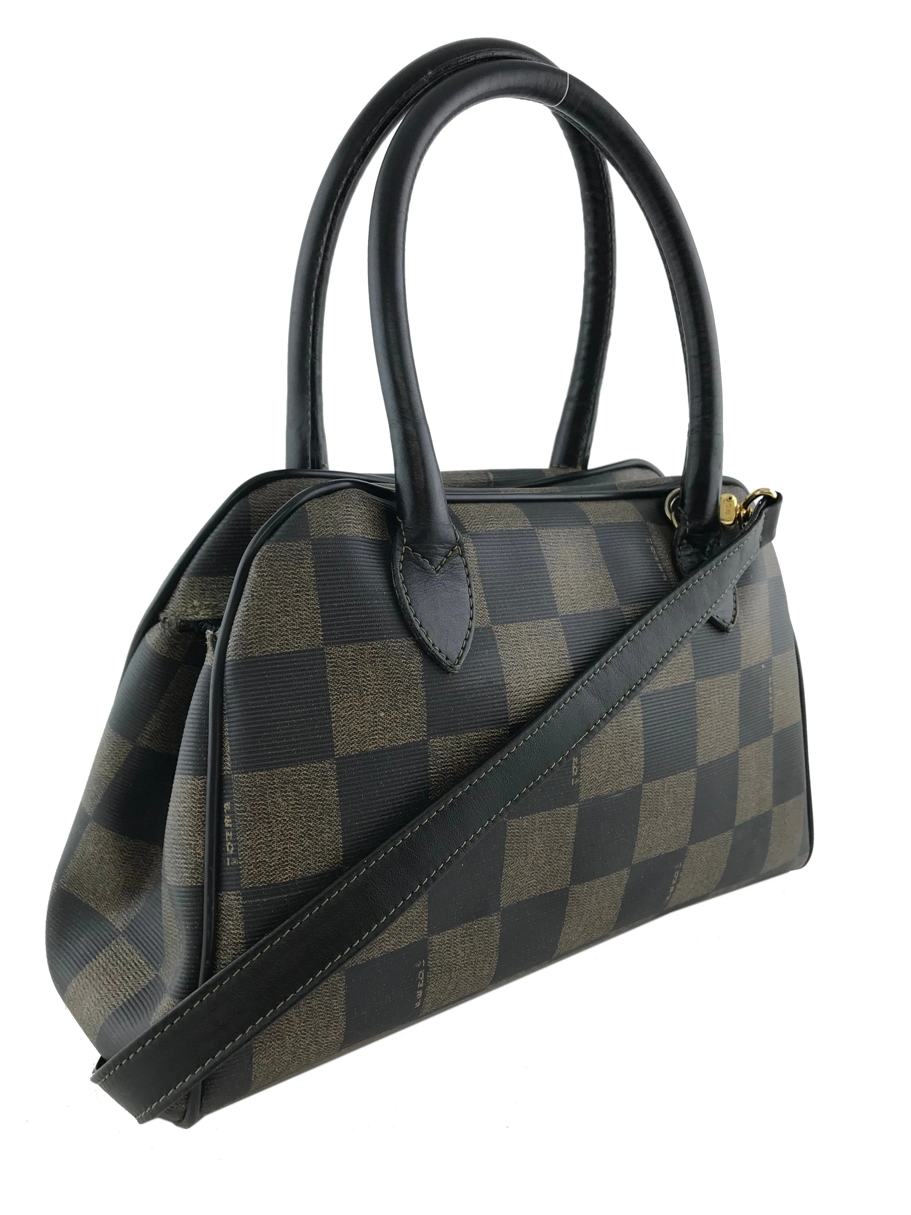 Fendi Checkered Coated Canvas Satchel with Strap