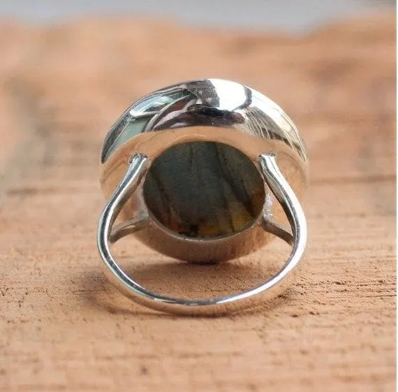 Fire Labradorite 925 Sterling Silver Handmade Ring for Women