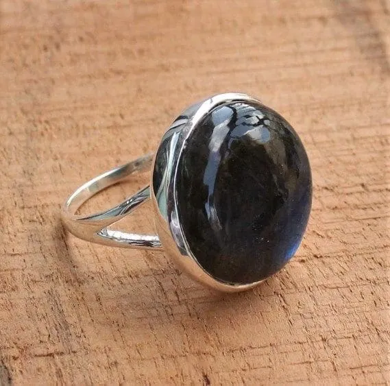 Fire Labradorite 925 Sterling Silver Handmade Ring for Women