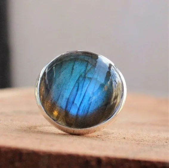 Fire Labradorite 925 Sterling Silver Handmade Ring for Women