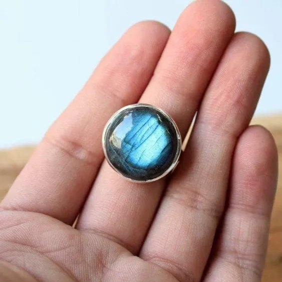 Fire Labradorite 925 Sterling Silver Handmade Ring for Women