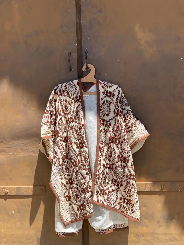 Free Size Embroidery Short Kaftan