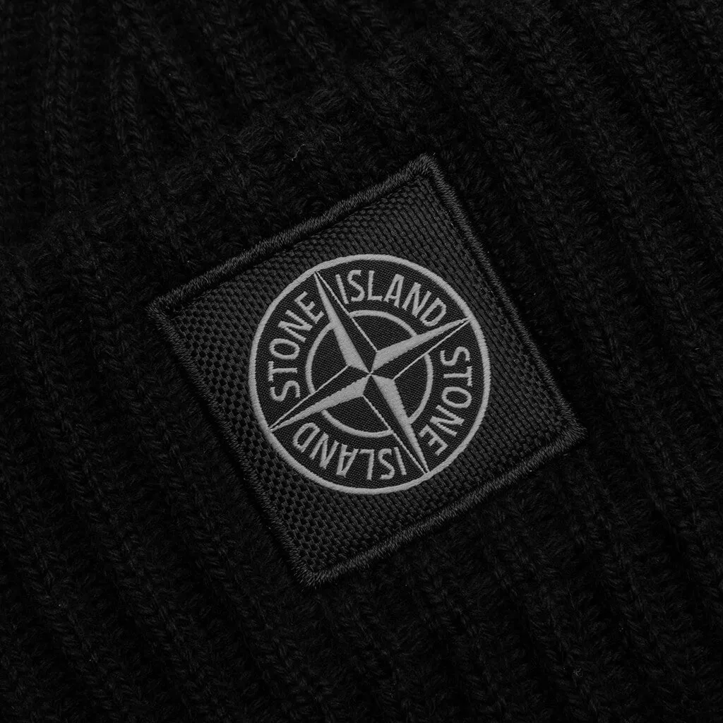 Full Rib Wool Beanie - Black