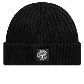 Full Rib Wool Beanie - Black