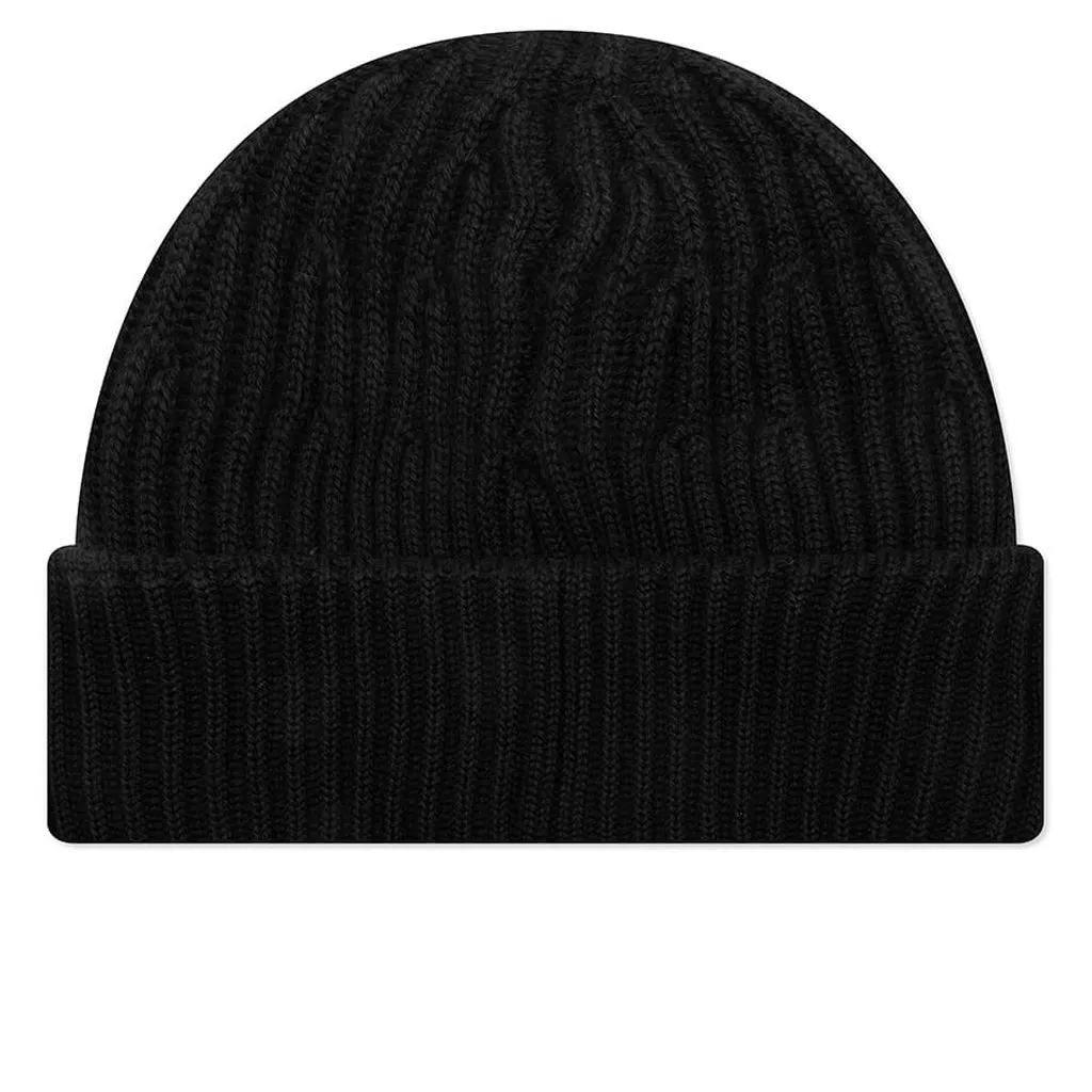 Full Rib Wool Beanie - Black