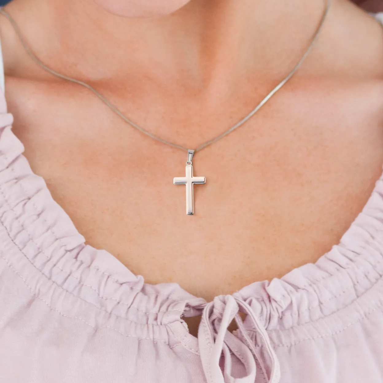 Gift For Granddaughter, Confirmation or Baptism Journey With God Stainless Steel Cross Necklace