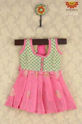 Girl Pink Floral Fire Baby Frock