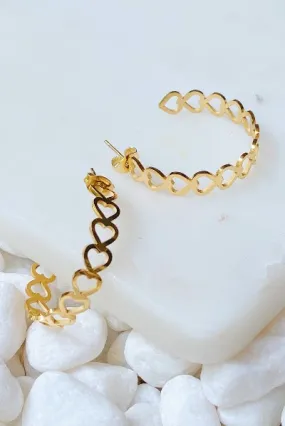 Golden Heart Hoop Earrings