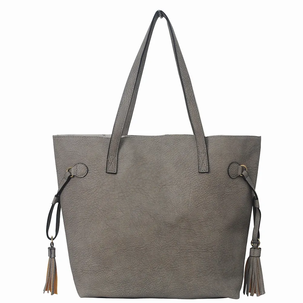 Gray NGIL Faux Leather Side Tassel Purse