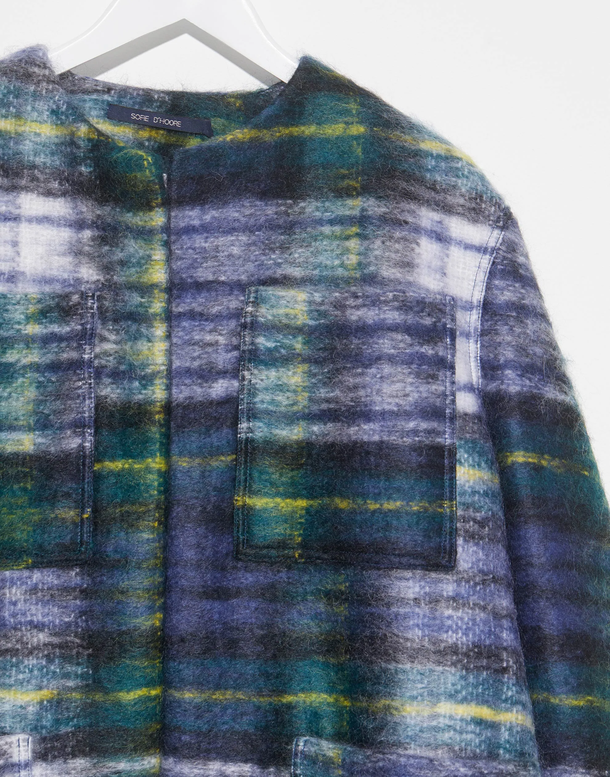 Green Tartan Mohair Blend Croft Coat