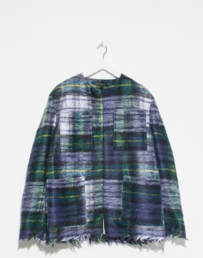 Green Tartan Mohair Blend Croft Coat