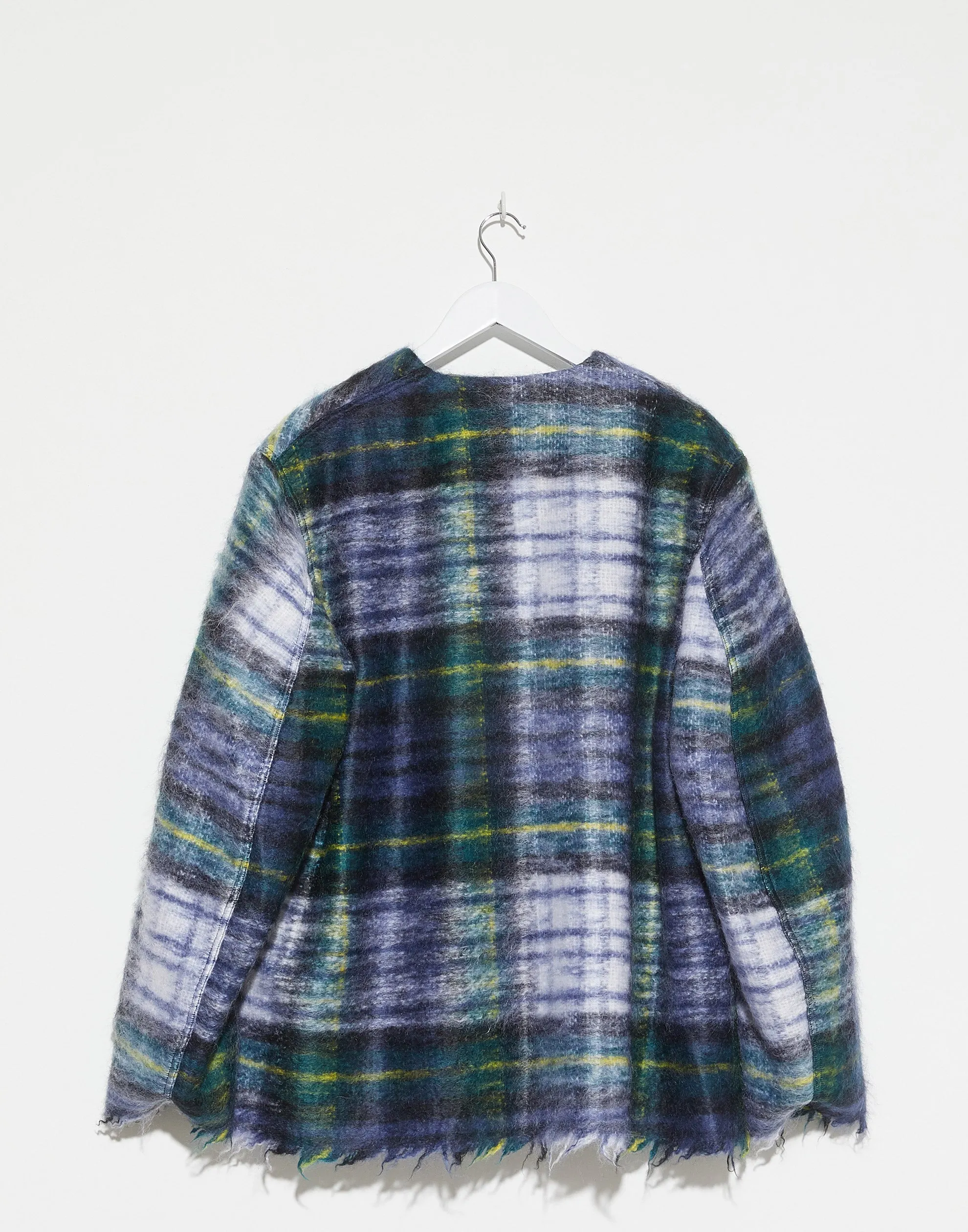 Green Tartan Mohair Blend Croft Coat