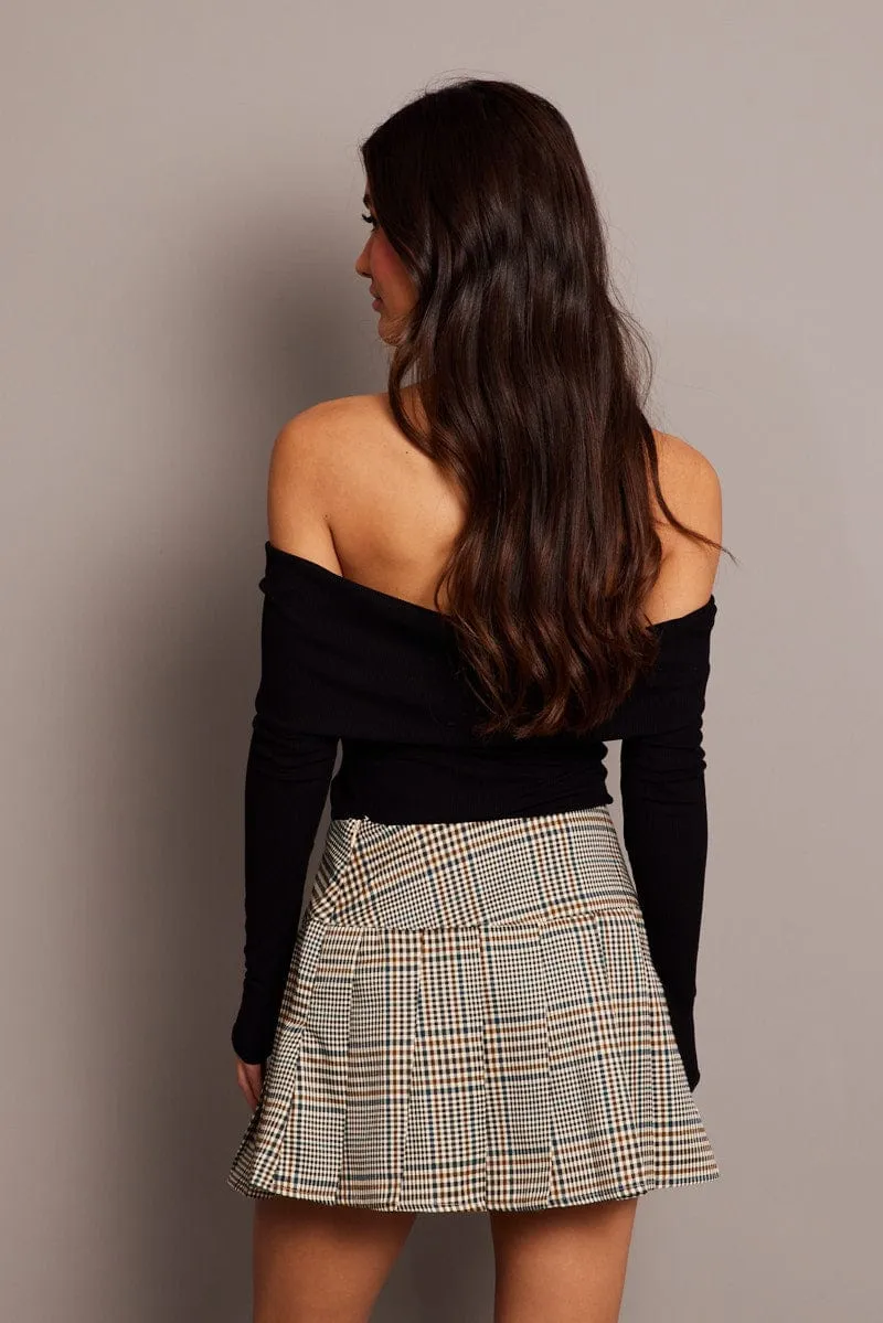 Grey Check Tennis Skirt Mini