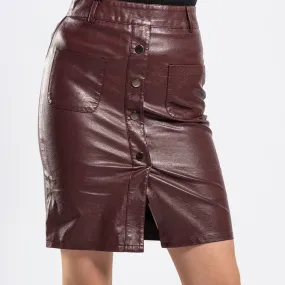 High Waist Leather Midi Skirt - Francis